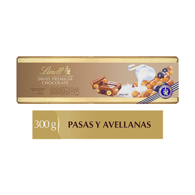SWISS CLASSIC GOLD LECHE, PASAS Y AVELLANAS / PIEZA / 300G <input type='hidden' value='0' name='currpag_0'>
