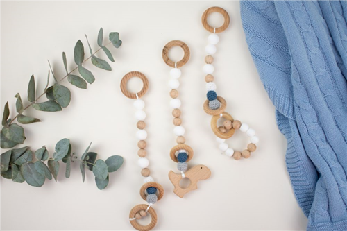 set de 3 colgantes azul crochet