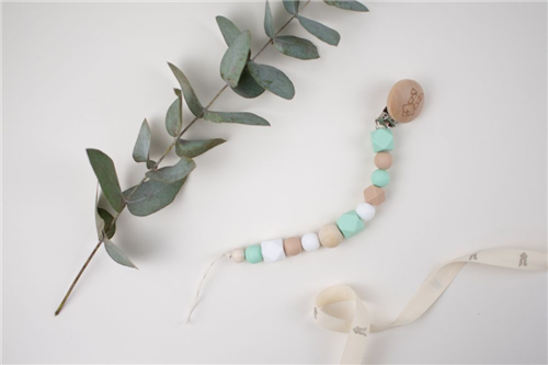 clip silicon hexagono menta con blanco