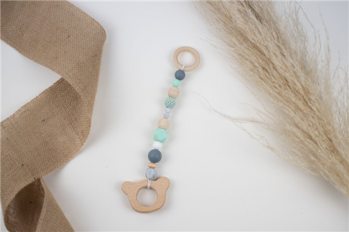 colgante oso silicon menta con gris