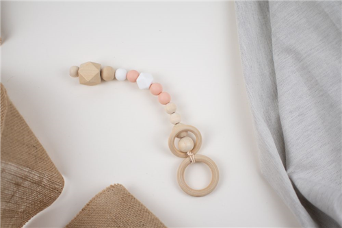 colgante hexagono silicon rosa con blanco