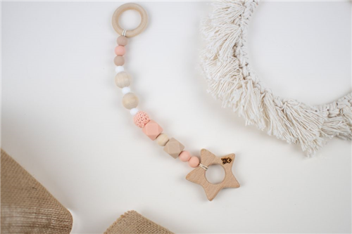 colgante estrella silicon rosa con beige