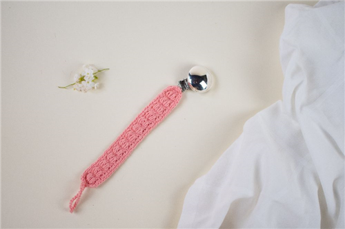 crochet rosa chicle para clip plata