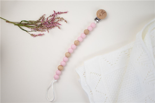 clip madera con silicon rosa