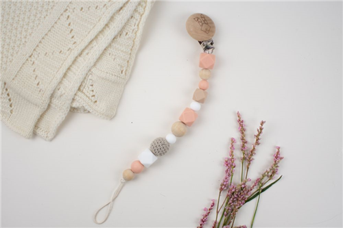 clip silicon rosa con beige