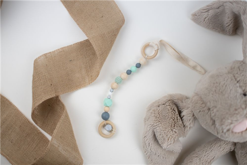 colgante aro con hexagono silicon menta con gris