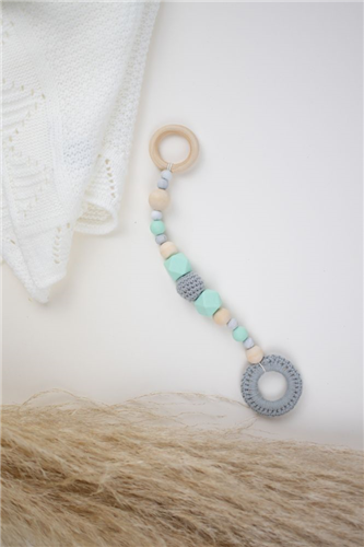 colgante crochet gris silicon menta