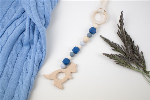 colgante canguro silicon gris con azul marino