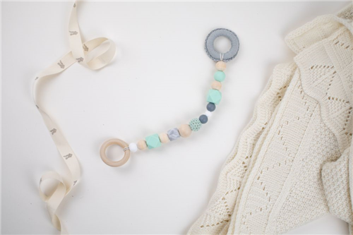 colgante cochet silicon menta con gris