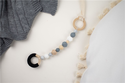 colgante crochet negro silicon gris con blanco