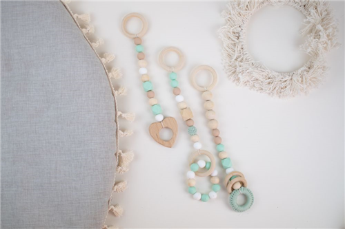 set de 3 colgantes menta corazon