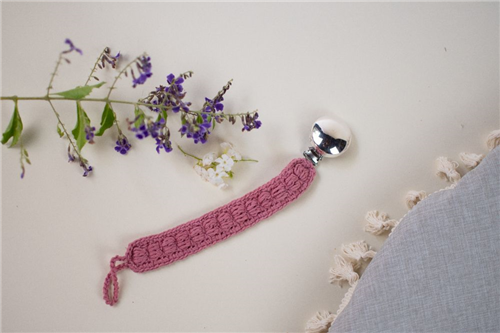 crochet rosa palo para clip plata