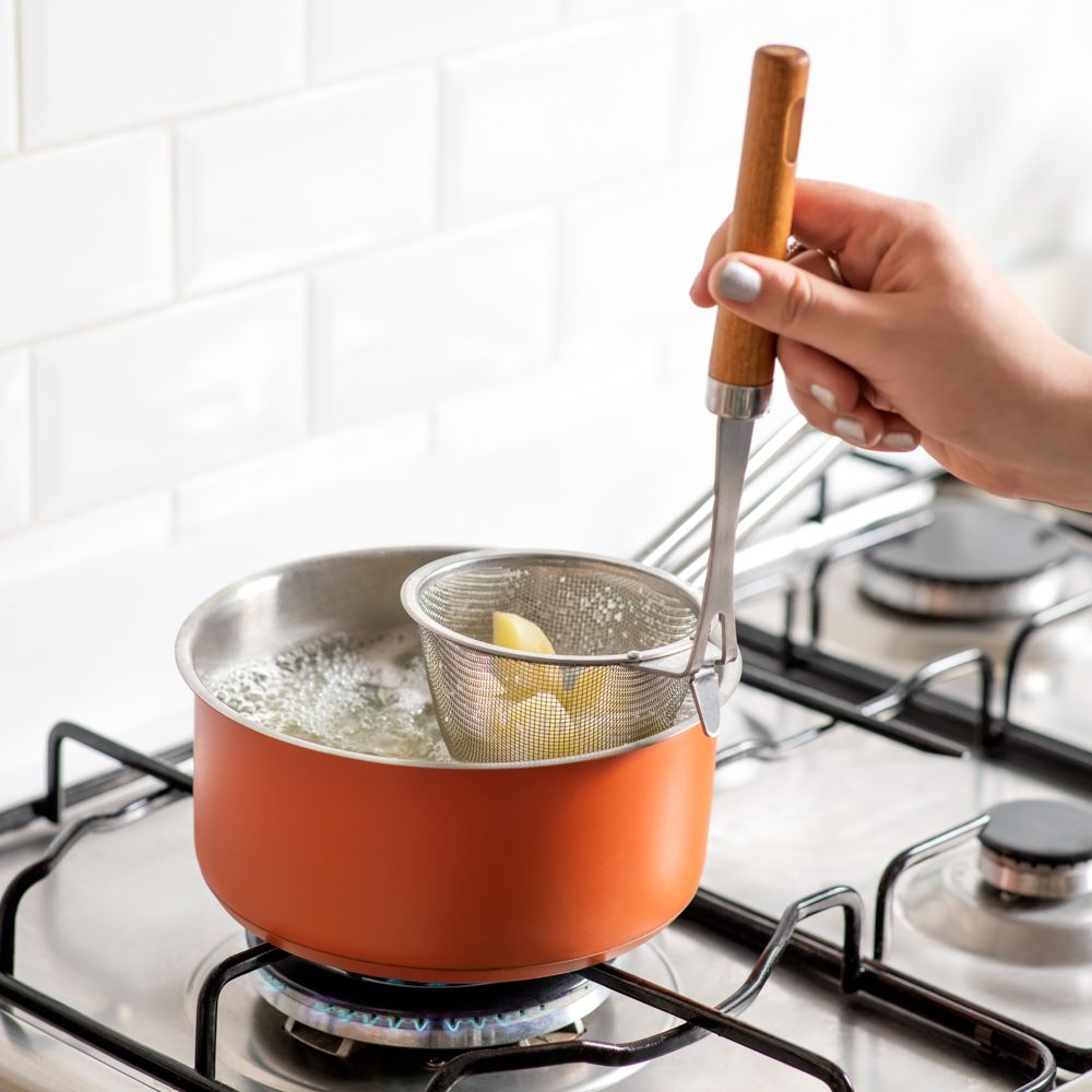 Espumadera acero inoxidable y mango madera diámetro 30 cm