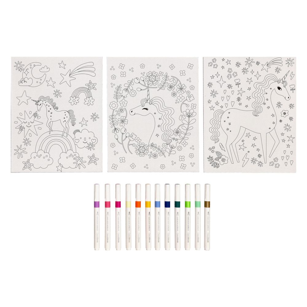 Set de 3 canvas con marcadores de acrílico