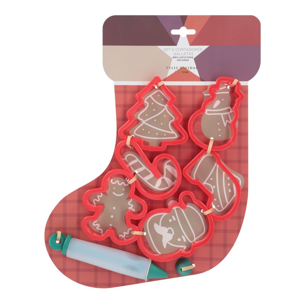 Set de 6 cortadores de galletas con lápiz para decorar