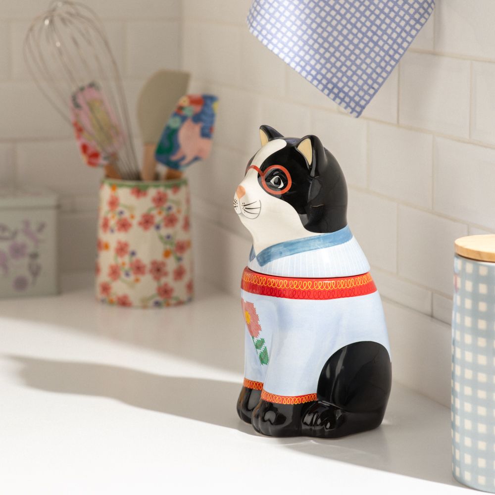 Canister de cerámica con forma de gatito