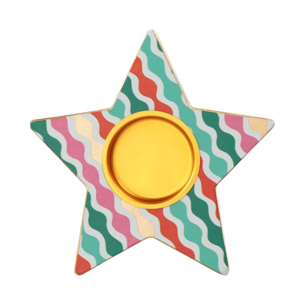 Portavela tealight de madera navideño