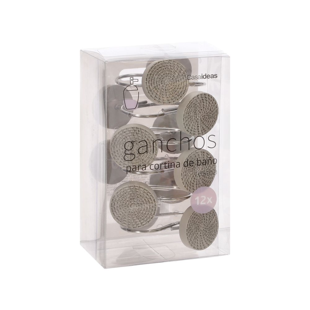 Set 12 ganchos de cortina baño con diseño