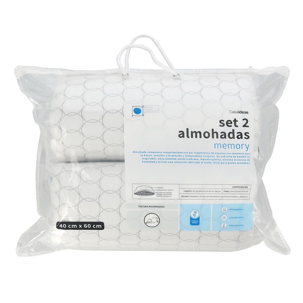 Set 2 Almohadas Memory 60x40 cm