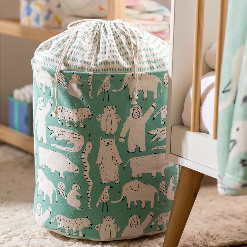 Saco Ropa Verde Diseño de Animales de la Selva 36x56 cm