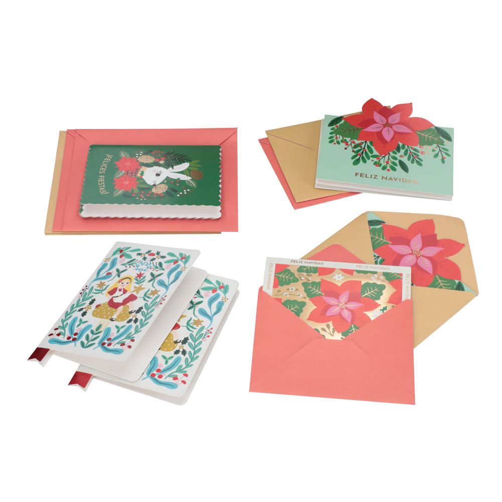 Set de 8 tarjetas y sobres navideños