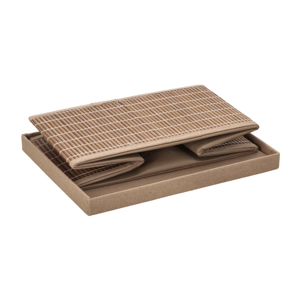 Caja organizadora de bambú y tela con tapa 39x29.5x22 cm