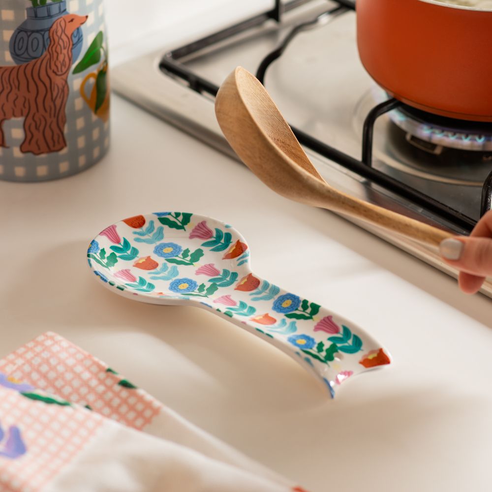 Posa cucharas de cerámica 10x1.8x22 cm