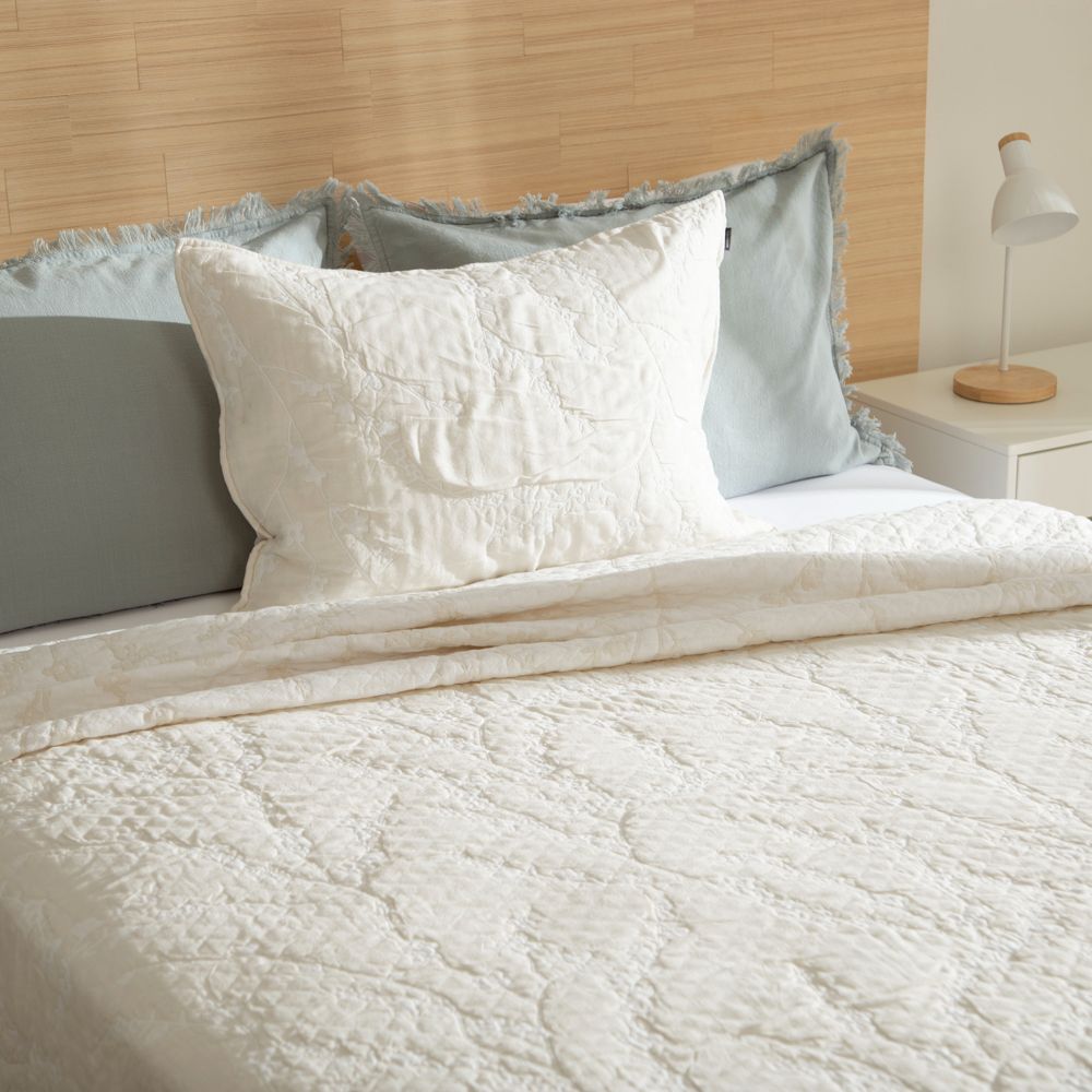 Funda de almohadón de algodón bordado 70x50 cm