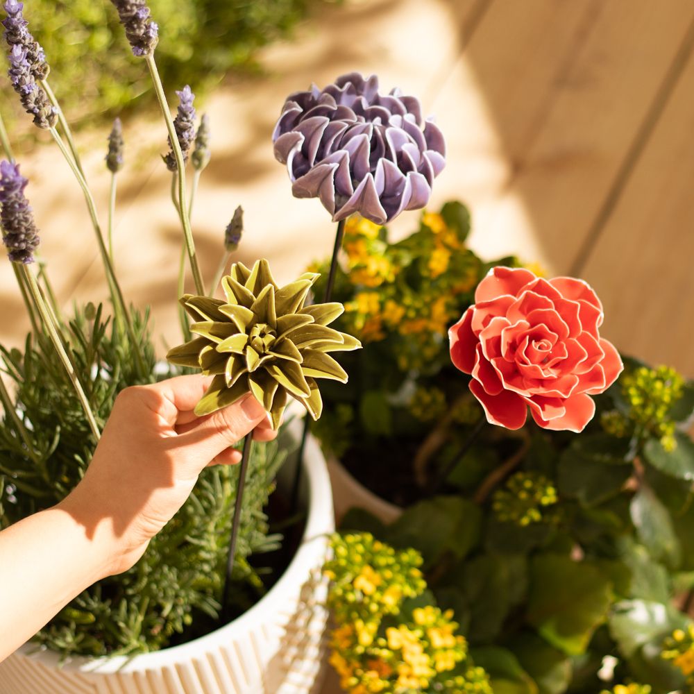 Estaca para jardín de flor cerámica