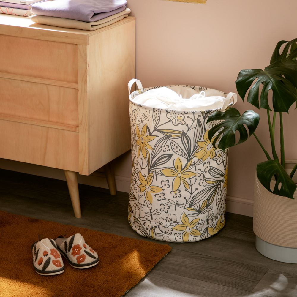 Canasta para ropa sucia de algodón estampado 40x55 cm