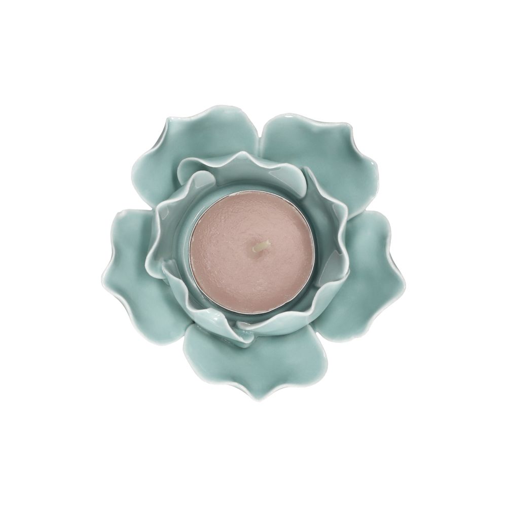 Portavela de cerámica con forma de flor 9.5x4 cm
