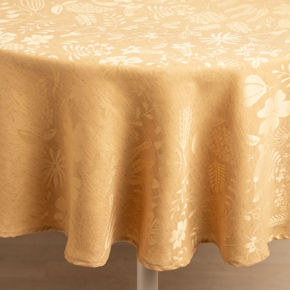 Mantel de jacquard de lino diámetro 150 cm