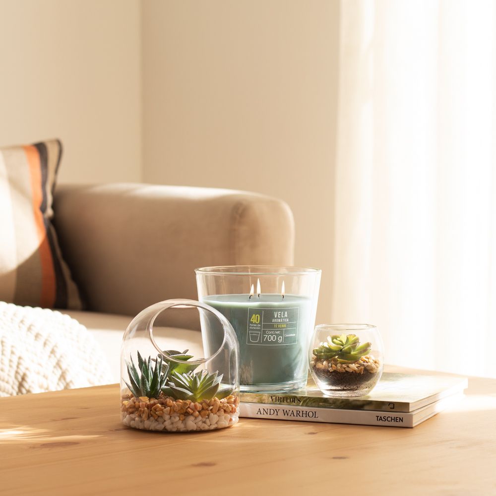 Vela Vidrio Rústica Té Verde 700 g