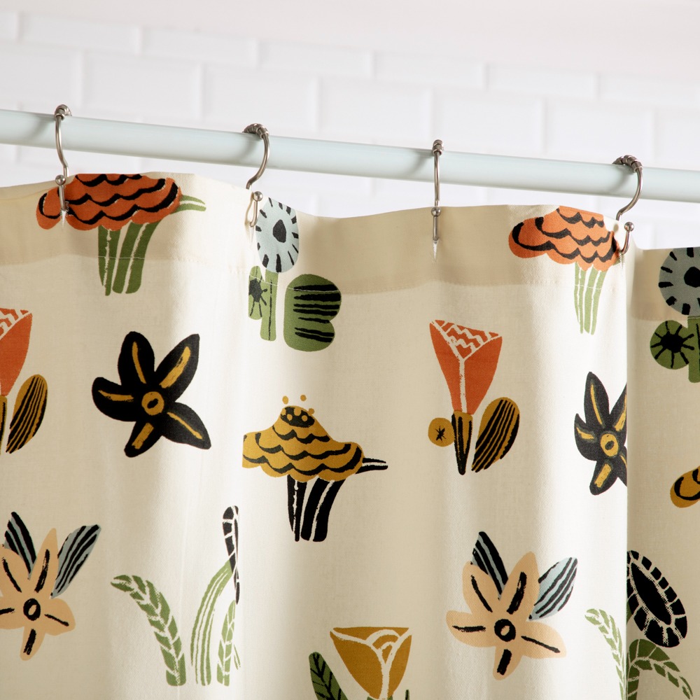 Cortina de baño algodón estampado 180x190 cm