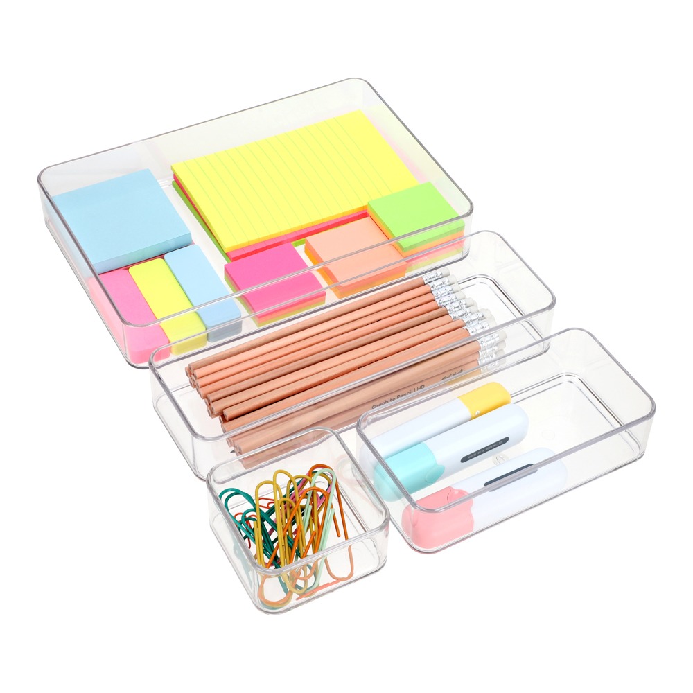 Set de 4 bandejas organizadoras de plástico