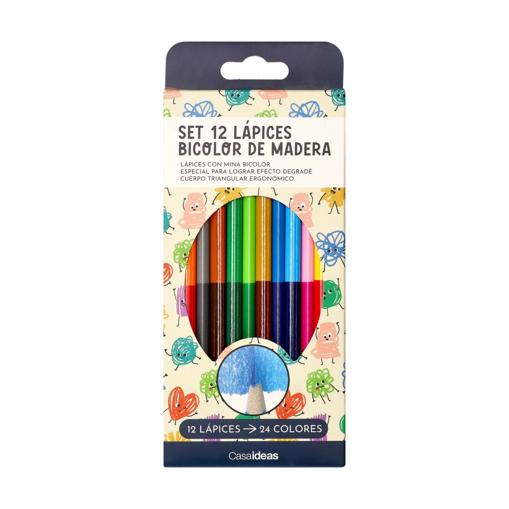 Set 12 lápices bicolor de madera