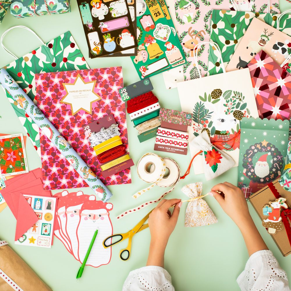 Set 3 bolsas de tela con diseño navideña 10x14 cm