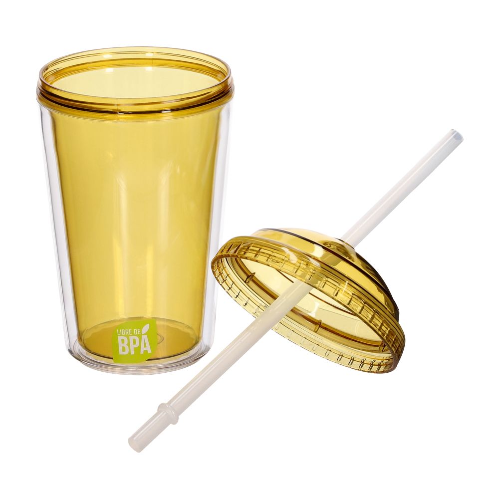 Vaso con tapa y popote 480 ml