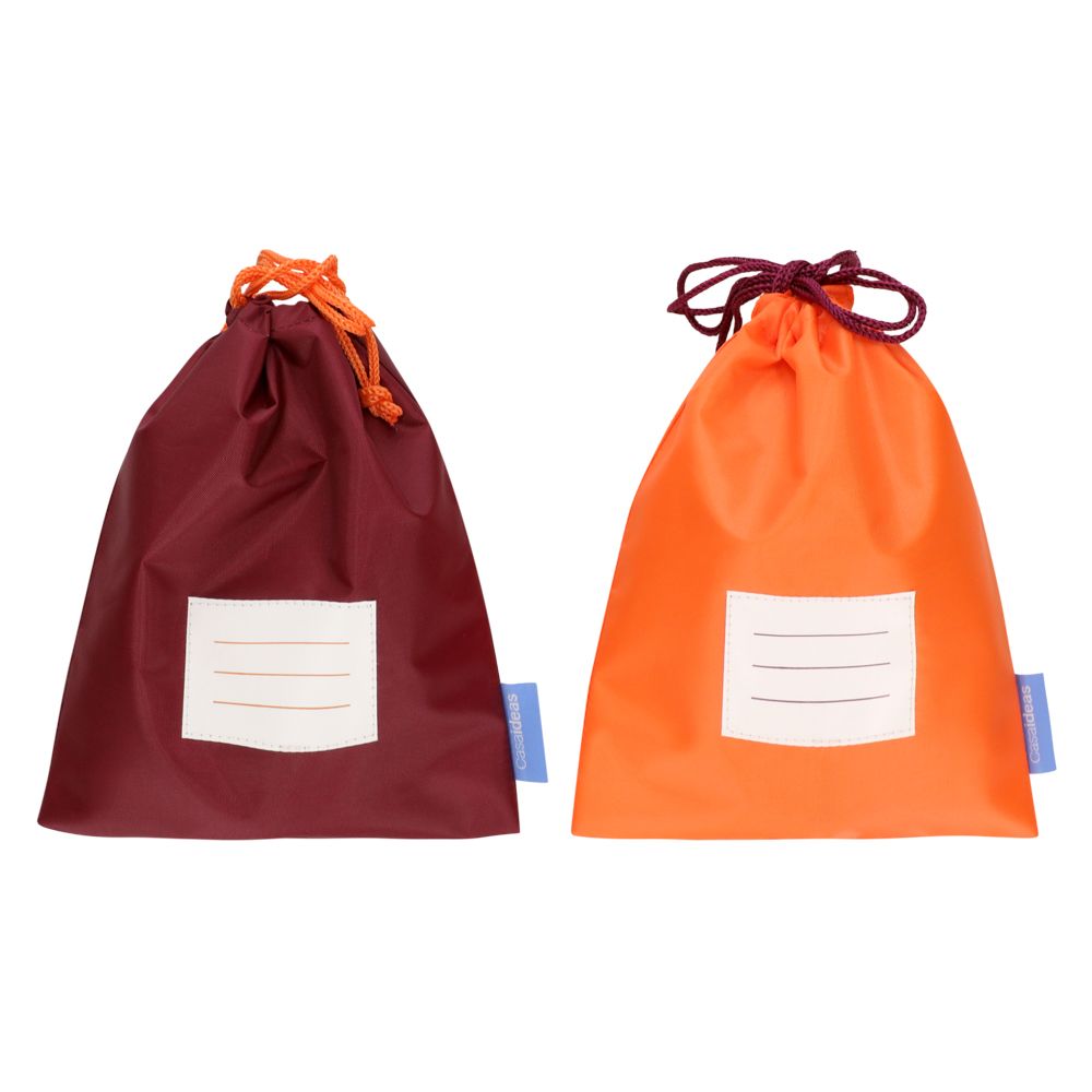 Set 2 bolsas de poliéster para colación escolar
