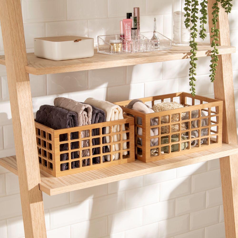 Canasto de madera de bambú 30x20x15 cm