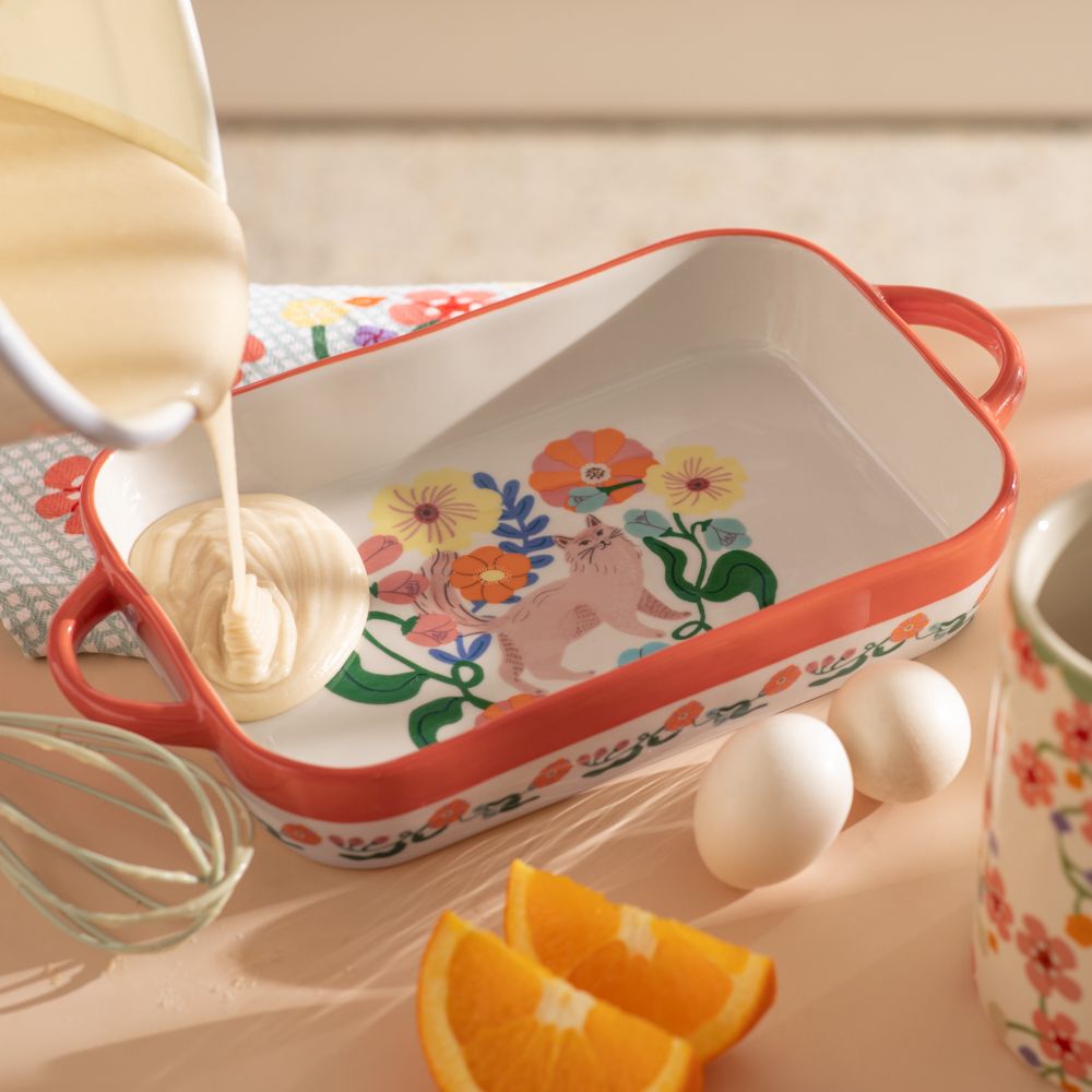 Refractario de cerámica para horno rectangular con asas 1300 ml