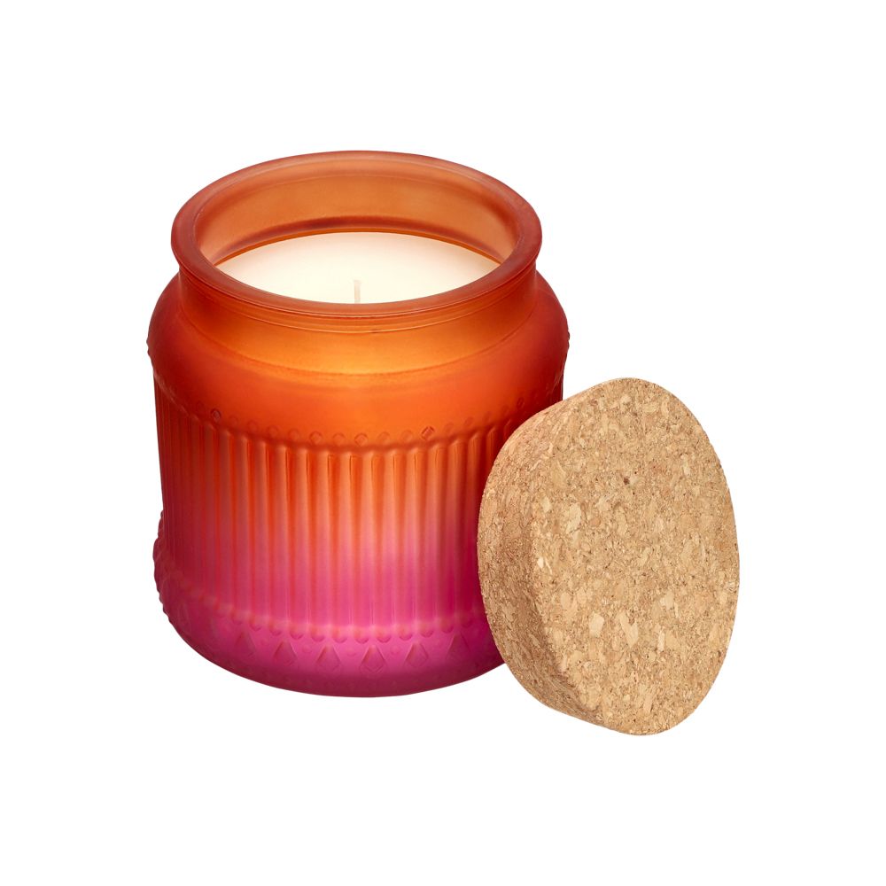 Vela de vidrio con degradado toronja