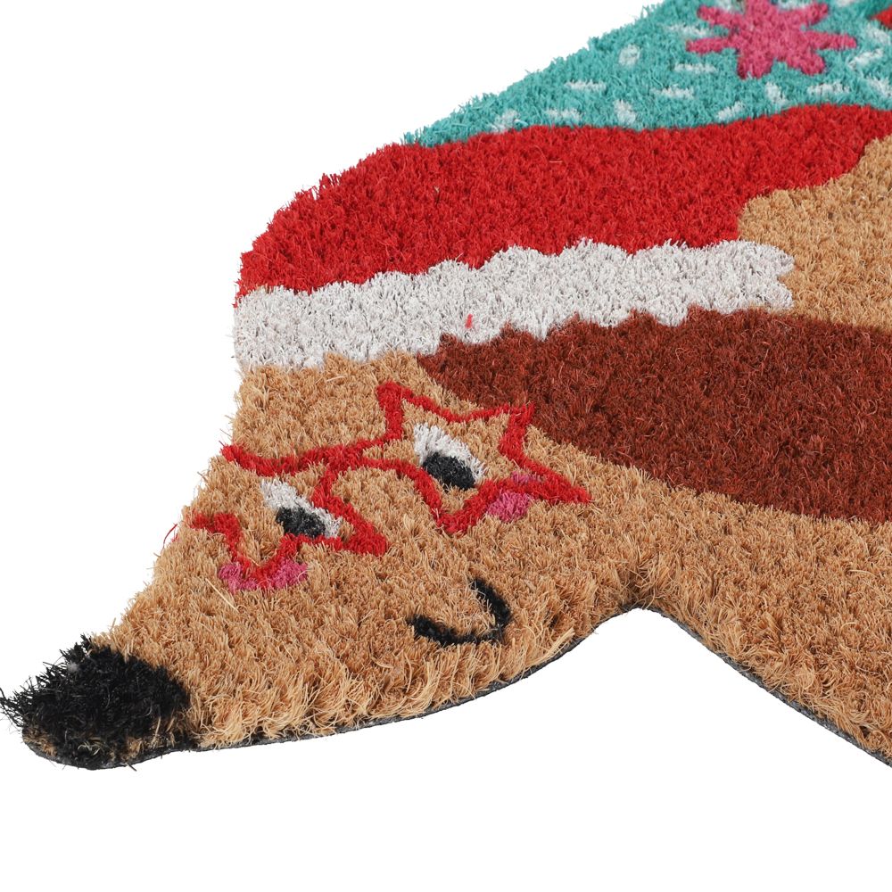 Tapete para puerta de fibra de coco navideño 68 x 32 cm