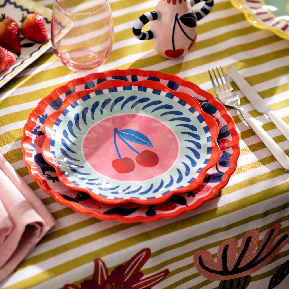 Plato de melamina con diseño y borde 22 cm