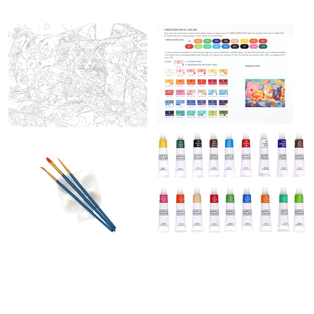 Set de bastidor con diseño y pinturas acrílicas 30x40 cm