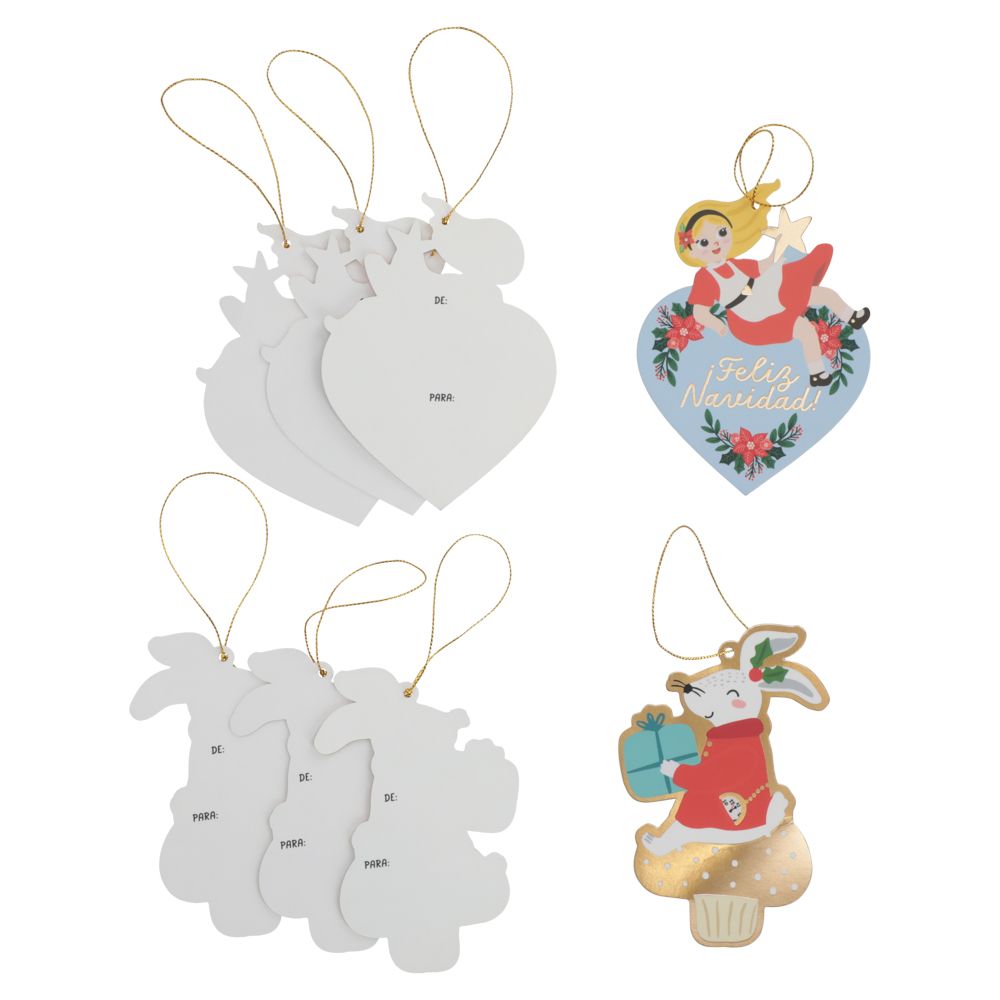 Set de 8 Tarjetas de Regalo Navideño 9x11 cm