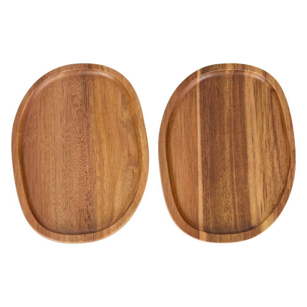 Set de 2 Platos ovalados de madera