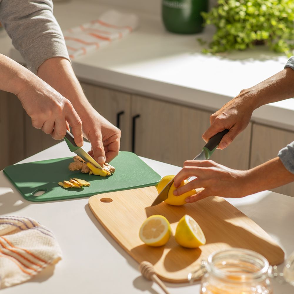 Set 2 tablas para cortar de bambú y plástico