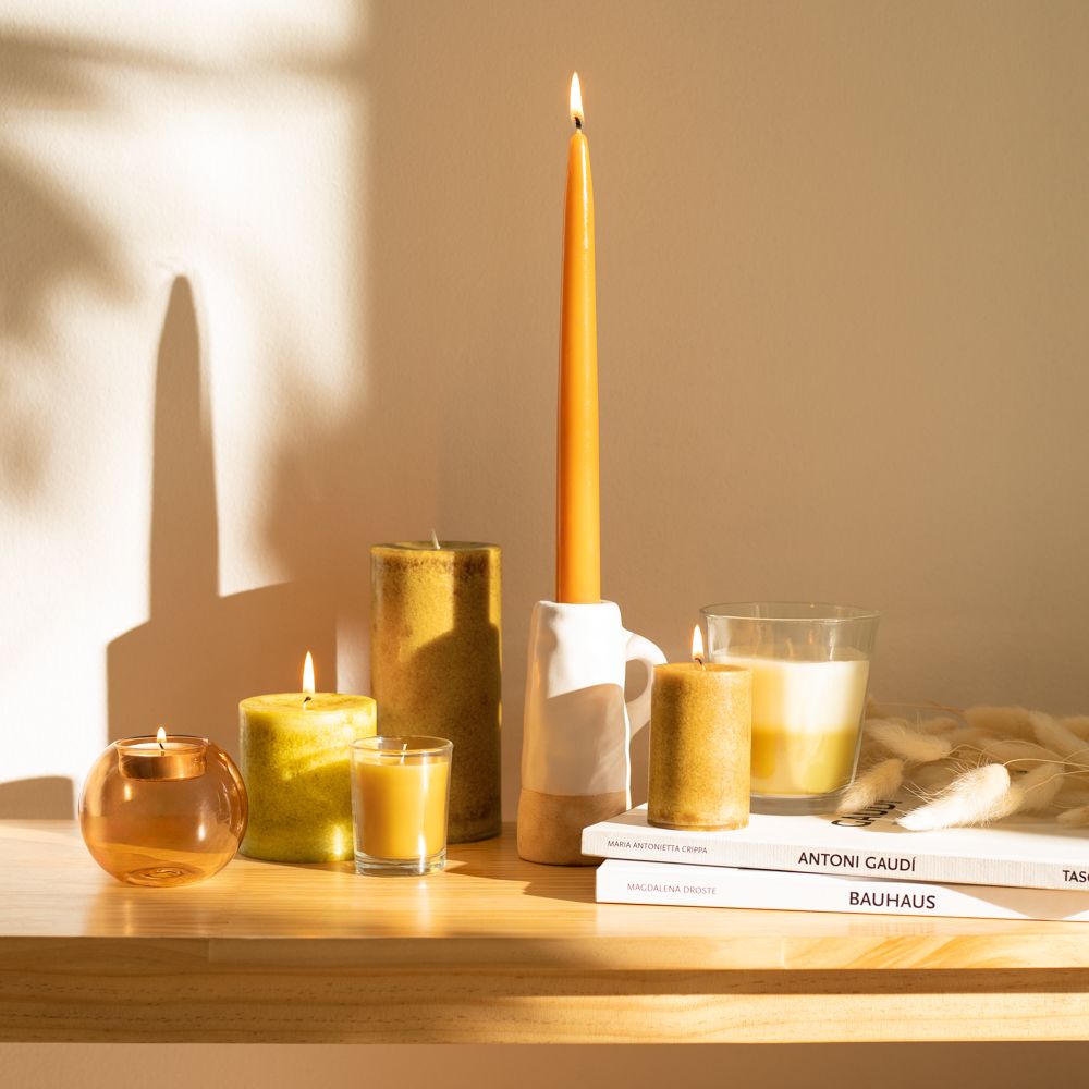 Vela Pilar Color Vainilla 5x7.5 cm