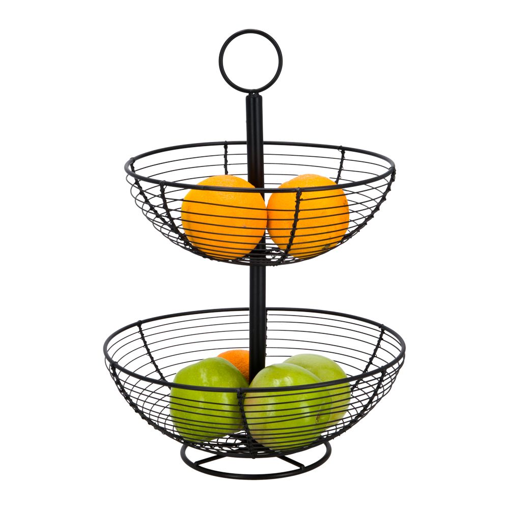 Frutero de metal 2 niveles diámetro 28x42 cm